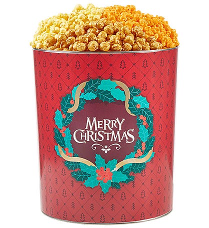 Cozy Christmas 6 1/2 Gallon 3 Flavor Popcorn Tin
